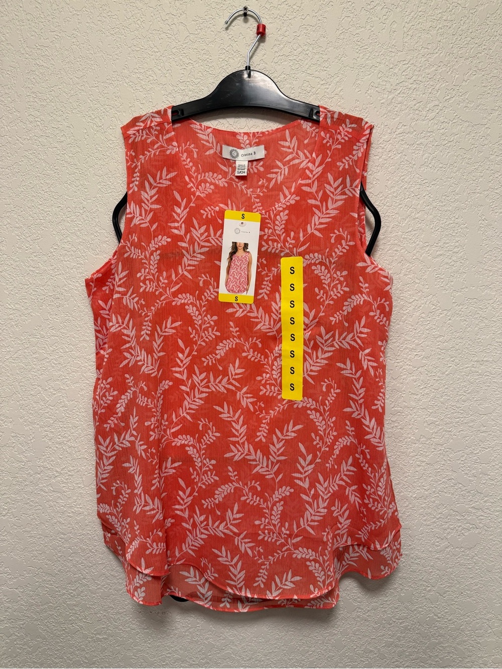 NEW WITH TAGS, Christina B Coral Floral Print Sleeveless tank top.